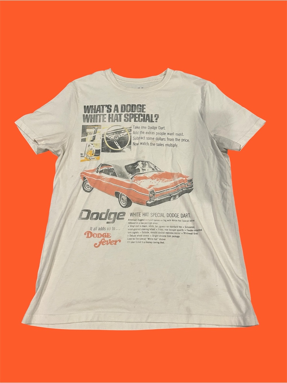 Goodfellow & Co White Tee with Orange Car Graphic